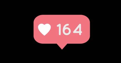 Digital image of pink message bubble with increasing numbers and a heart icon Stock Photos