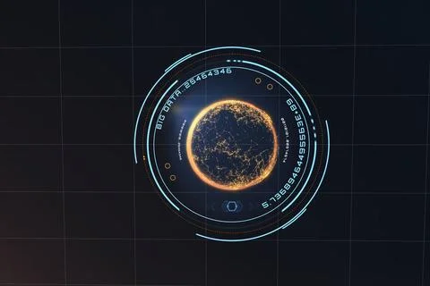 Digital image of planet with big data text Stock Illustration