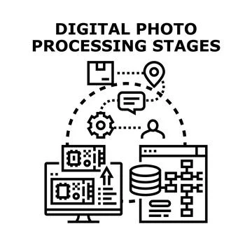Digital image processing stages concept vector illustration Illustrazione stock