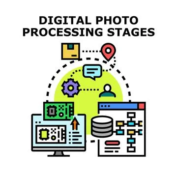 Digital image processing stages concept vector illustration Stock Illustration