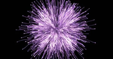 Digital image of purple light trail exploding against black background Stock Illustration