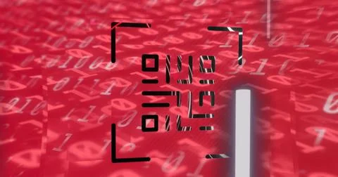 Digital image of qr code scanner against binary coding digital processing Stock Illustration