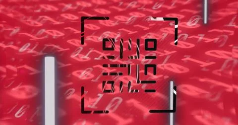 Digital image of qr code scanner against binary coding digital processing Stock Illustration