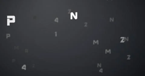 Digital image of random alphabets and numbers moving and changing against grey Stock Illustration