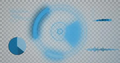 Digital image of round scanner over statistical data processing on black Stockfoto's