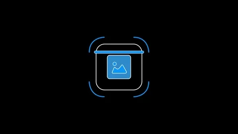 Digital image scanner animation with glowing blue light and progress bar on.. Vídeos de archivo 336454941