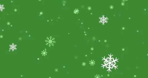 Digital image of snowflakes falling against multiple christmas trees on green Illustrazione stock