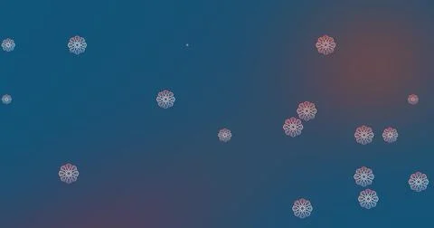 Digital image of snowflakes icons falling against copy space on blue gradient Illustrazione stock