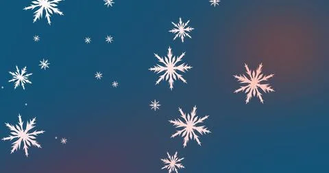 Digital image of snowflakes icons falling against copy space on blue gradient Illustrazione stock
