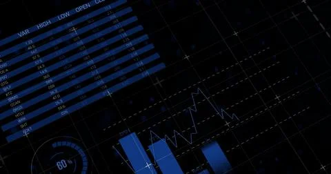 Digital image of statistical data processing against dna structure spinning on Illustrazione stock