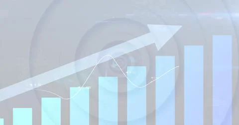 Digital image of statistical data processing against concentric circles on white Stock Illustration