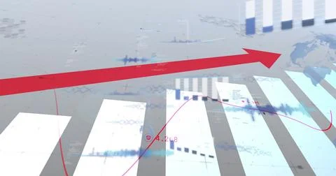 Digital image of statistical data processing against white background 库存插图