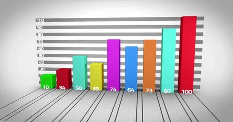 Digital image of statistical data processing against grey background Illustrazione stock
