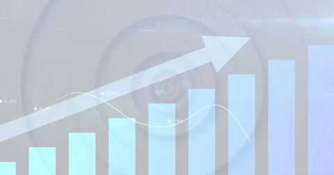 Digital image of statistical data processing against concentric circles on white Stock Photos