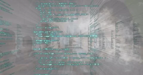 Digital image of statistical data processing against spot of light and light on Stock Photos