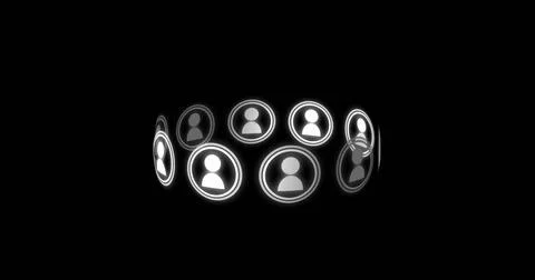 Digital image of ten vector icons of people moving in circle on black background Stock Photos