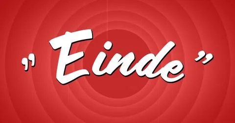 Digital image of a white Einde sign appearing against a red circle patterned Stock Photos