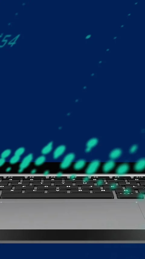 Digital image of woman using laptop with white sound frequency and data tech Stock Footage 323151351