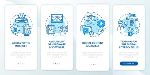 Digital inclusion component blue onboarding mobile app page screen with concepts Stock Illustration