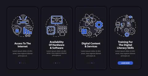 Digital inclusion components onboarding mobile app page screen with concepts Stock Illustration