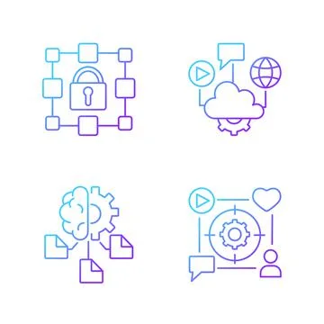 Digital inclusion gradient linear vector icons set Stock Illustration