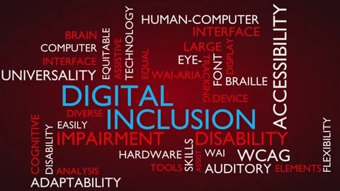 Digital inclusion word tag cloud - red variant Stock Footage 273739880