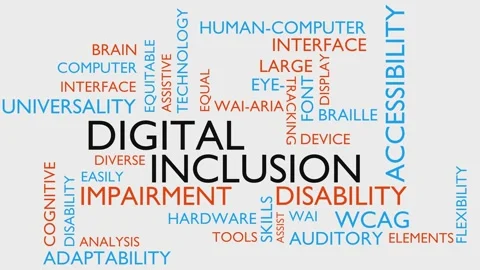 Digital inclusion word tag cloud - white variant 動画素材 273739948