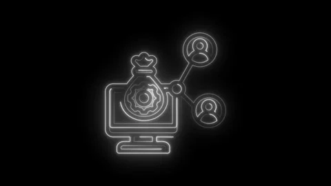 Digital income generation network connection computer screen money bag gear.. Stock Footage 346122530