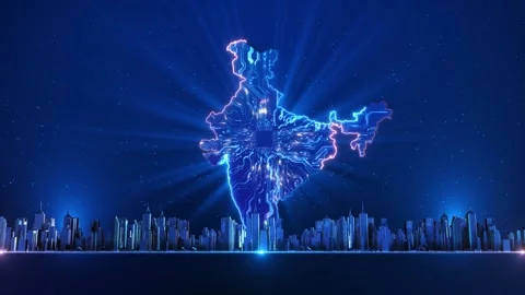 Digital India cyber map background for business network event technology Stock Footage 317595978