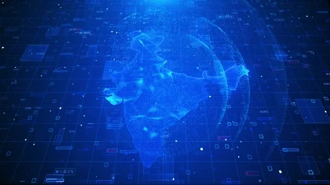 Digital India data network map with glowing blue country outline, global sphere Stock Footage 333973824