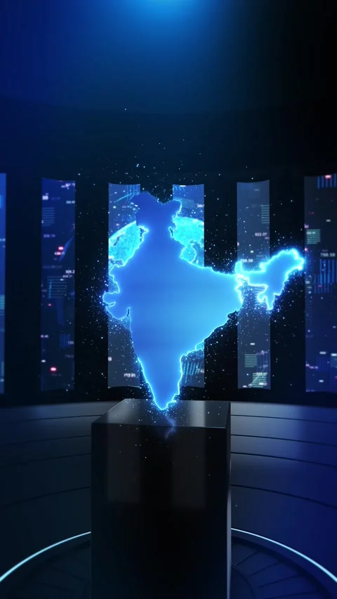 Digital India Map With Financial Analytics and Futuristic Data Dashboards Stock Footage 342628329