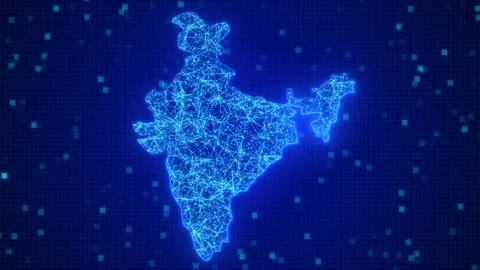 Digital India Map with Glowing Blue Plexus Network Stock Footage 333496905