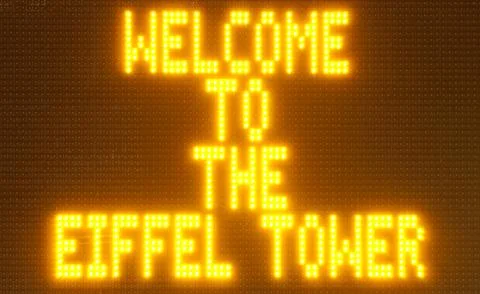 Digital indicator board at the eiffel tower in paris. Foto stock