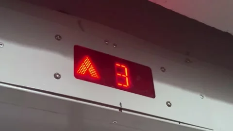 Digital indicator of elevator floors from 1st to 13th floor. Elevator in an old Stock Footage 315876518
