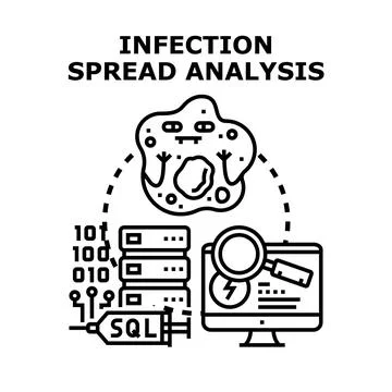 Digital infection spreading analysis with cybersecurity threats Stock Illustration