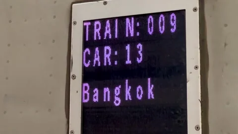 Digital Info Sign Inside Hua Lamphong Railway Station in Bangkok Stock Footage 259833641