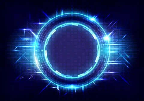 Digital infographic interface. Futuristic Sci-Fi glowing HUD frame. Data engi 库存插图