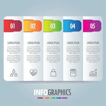 Digital Infographic Template Five Set Options Presentation Layout Business Stock Illustration