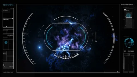 Digital information about the cosmos, the planet, diagrams, holograms, graphics Stock Footage 85455734