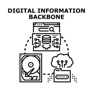 Digital information backbone architecture storage and cloud networking Stock Illustration
