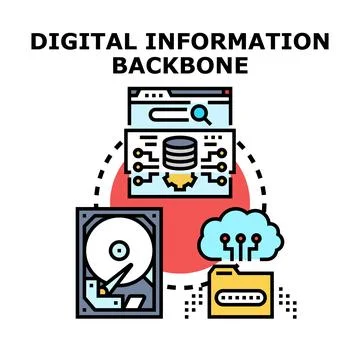 Digital information backbone architecture storage and cloud networking Stock Illustration