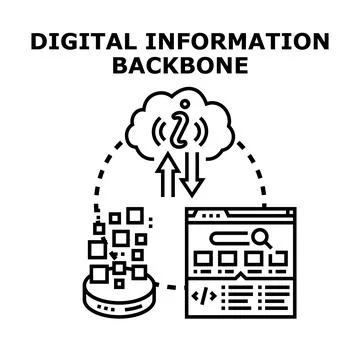 Digital information backbone managing cloud data and web development Stockillustratie