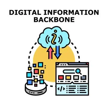 Digital information backbone managing cloud data and web development Illustrazione stock