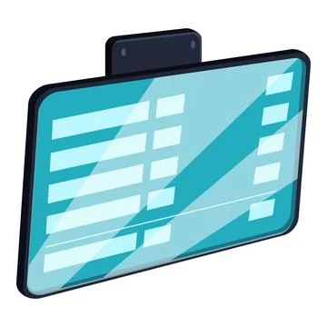 Digital information board showing flight departure information in airport Stock Illustration