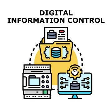 Digital information control managing data flow system Illustrazione stock