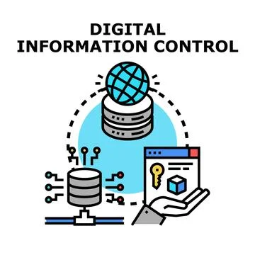 Digital information control managing data privacy security Stock Illustration