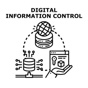 Digital information control managing data privacy security Illustrazione stock