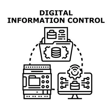 Digital information control managing data flow system Stock Illustration