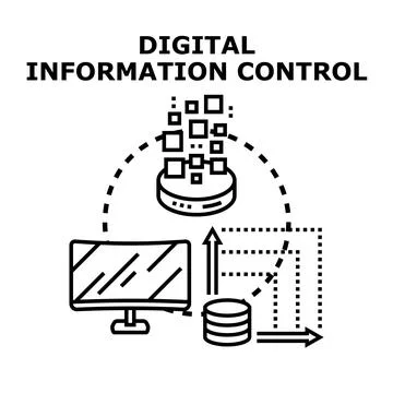 Digital information control system analyzing data management Stock-Illustration