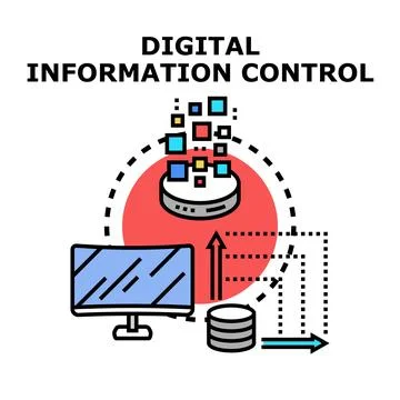 Digital information control system analyzing data management Stock Illustration